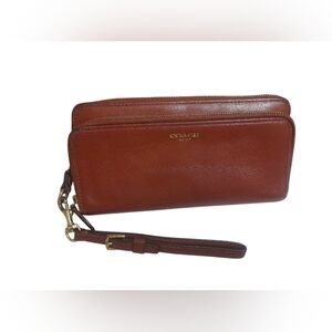 Coach Brown Leather Wristlet Wallet